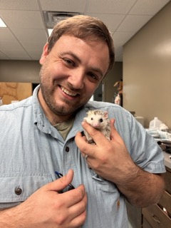Dr. Kopp with a hedgehog